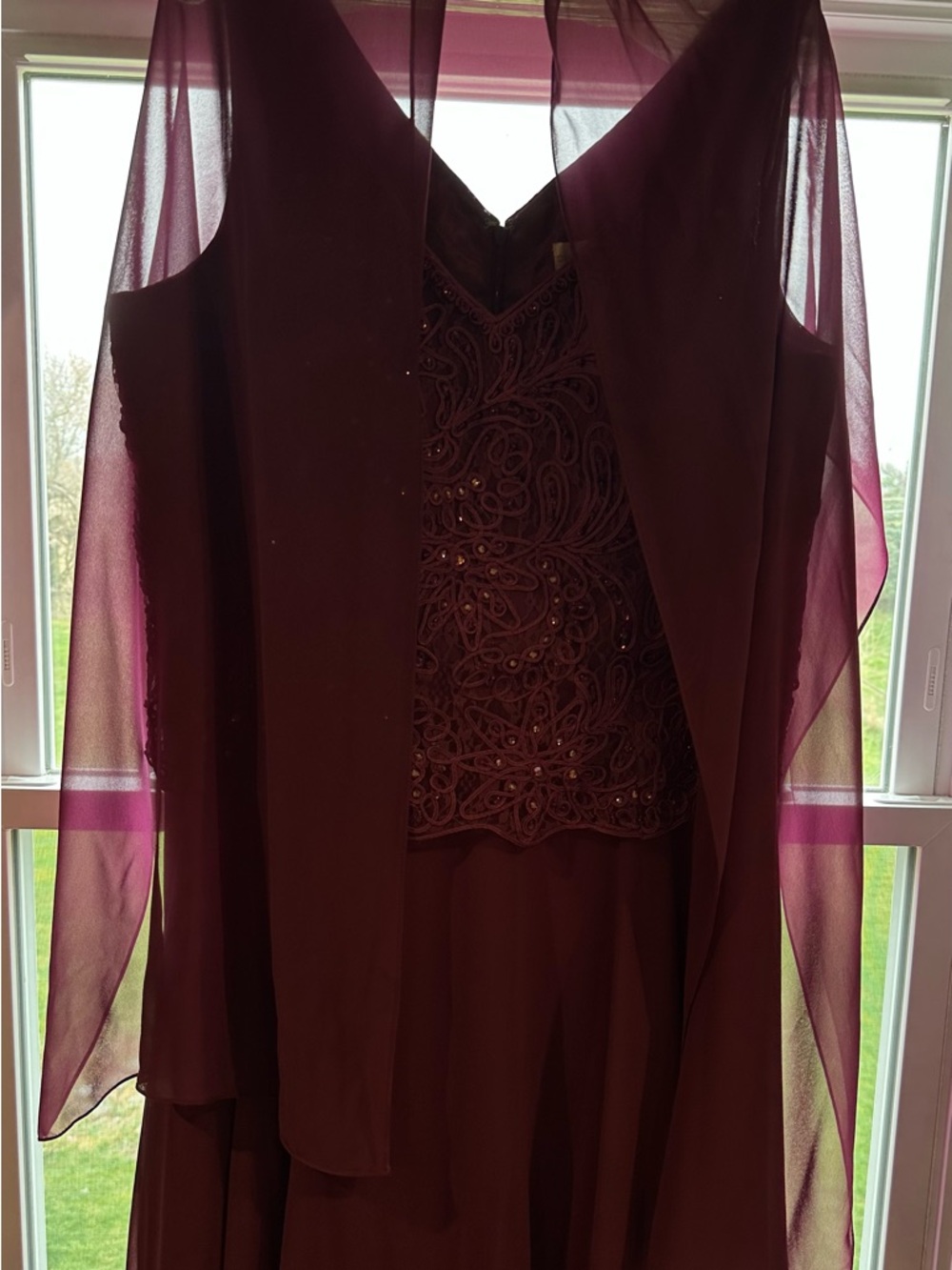 Elegant Magenta Beaded V-Neck Wedding Dress Cameron Blake Plus Size 20